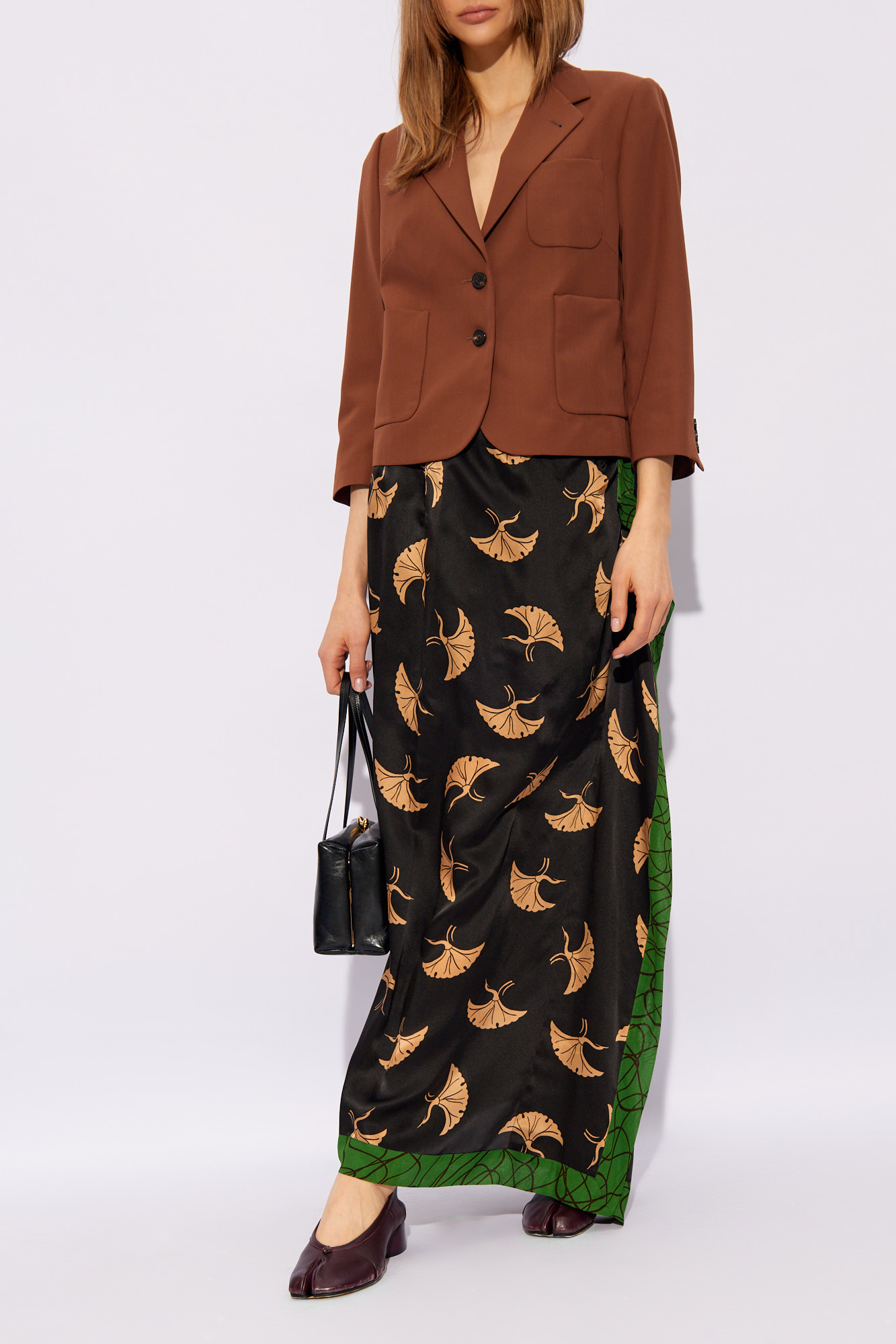 Black Skirt with crane motif Dries Van Noten